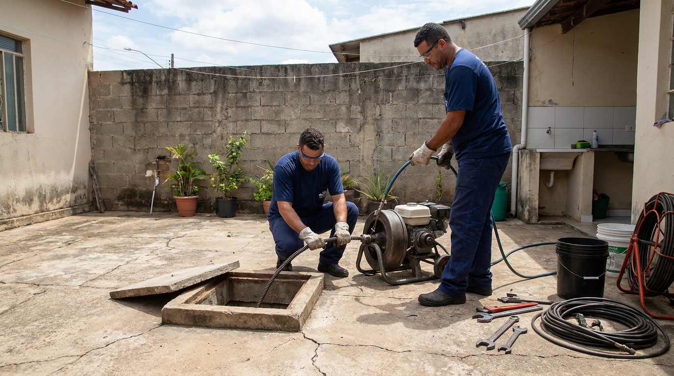 Desentupimento de esgoto residencial em São José dos Campos‑SP