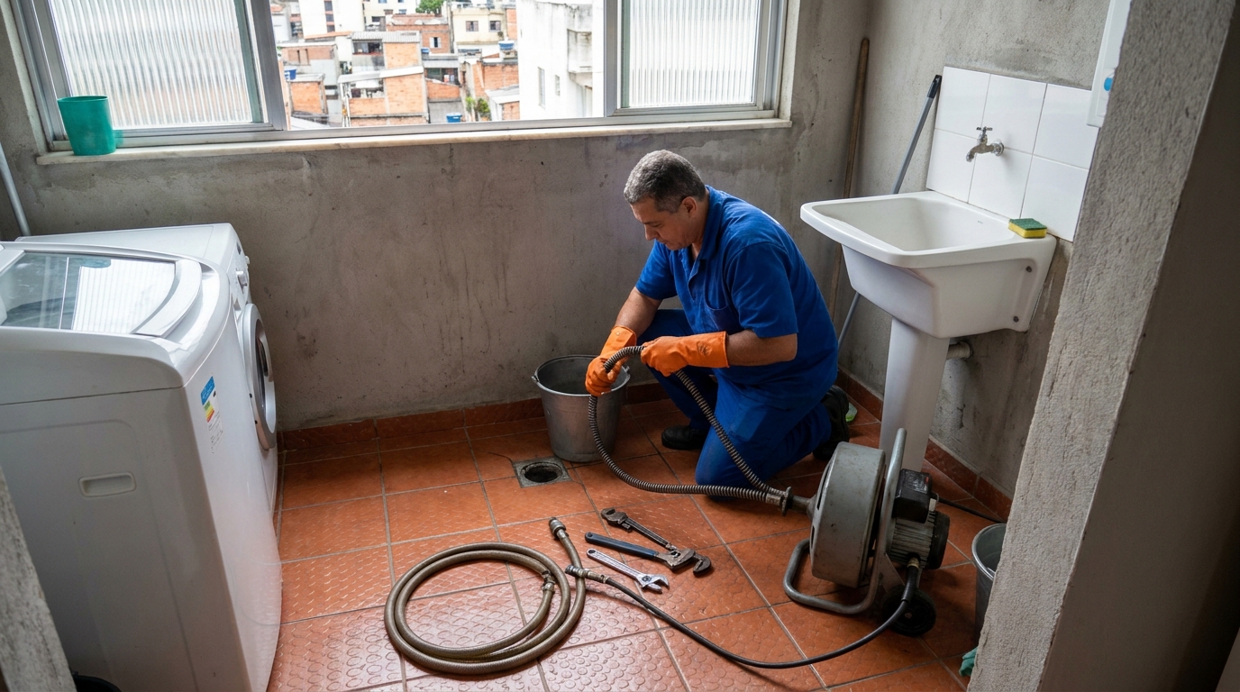Desentupimento de ralo com equipamento em São José dos Campos‑SP